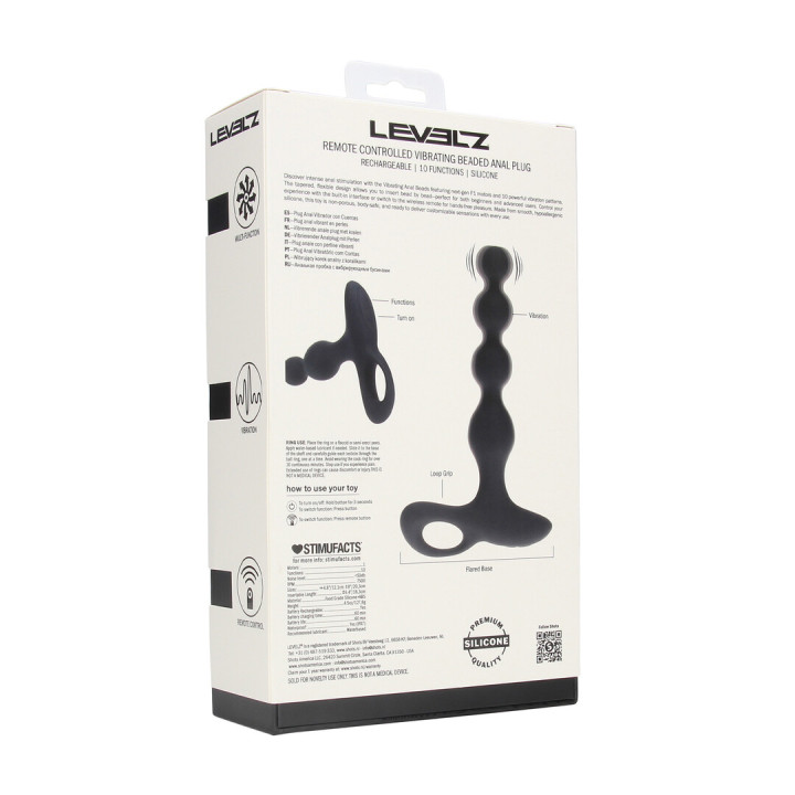 Remote Control Beaded Vibrating Silicone Anal Plug - Black