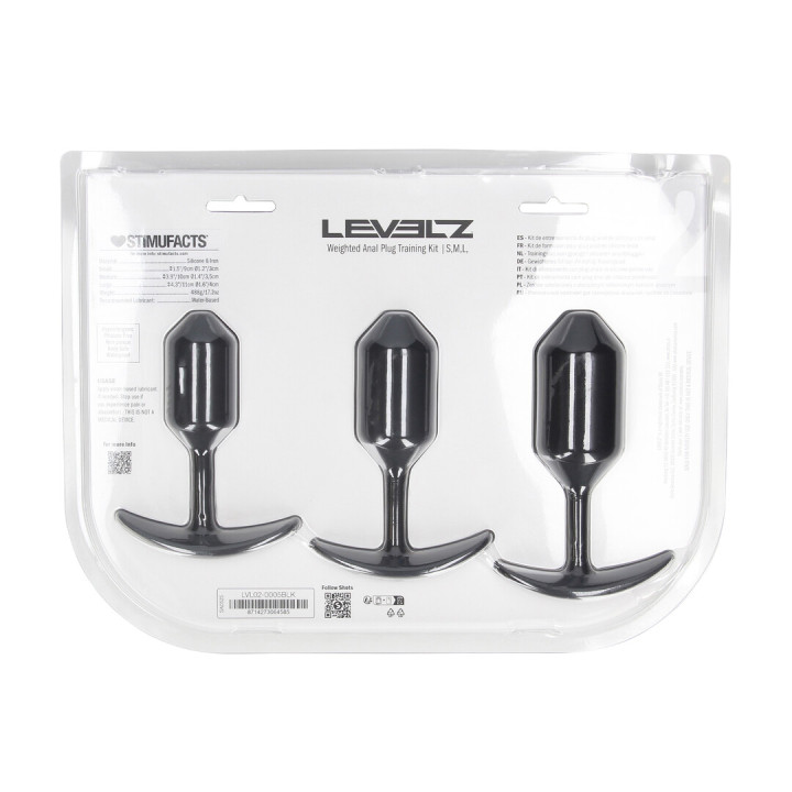 Silicone Weighted Anal Plug Training Set of 3 - Black