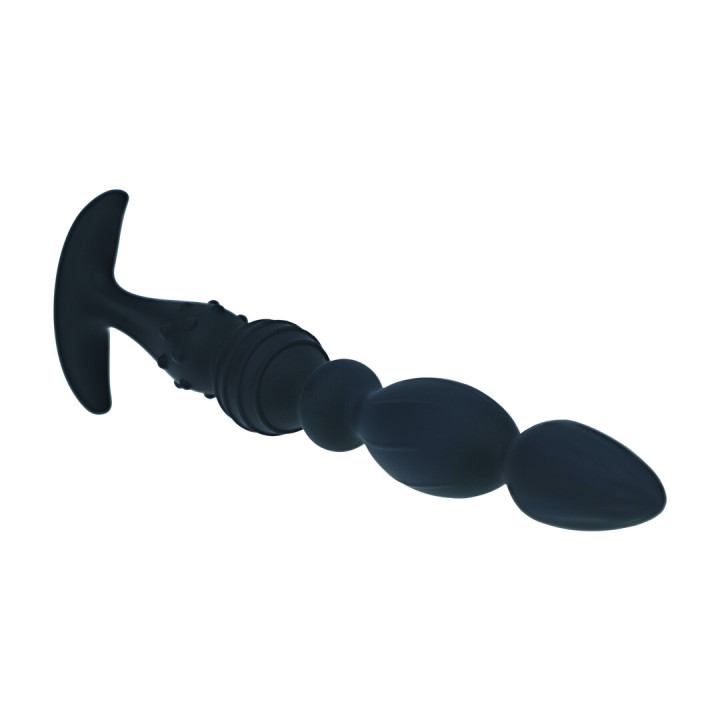 Multi Textured Silicone Flared Anal Probe - Black