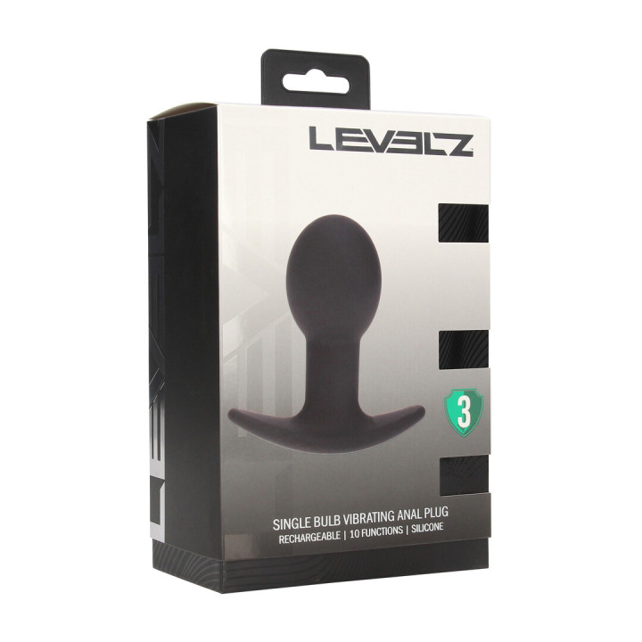Single Bulb Vibrating Silicone Anal Plug - Black