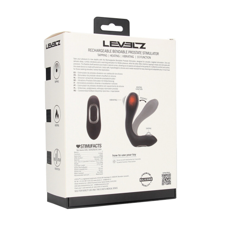 Vibrating Heating Bendable Tapping Silicone Prostate Stimulator - Black
