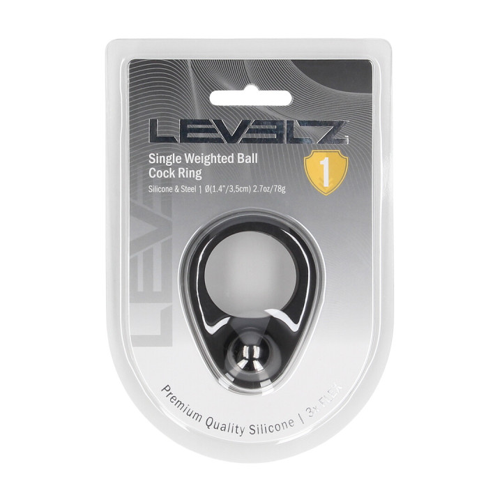 Liquid Silicone Single Weighted Ball Cockring - Black