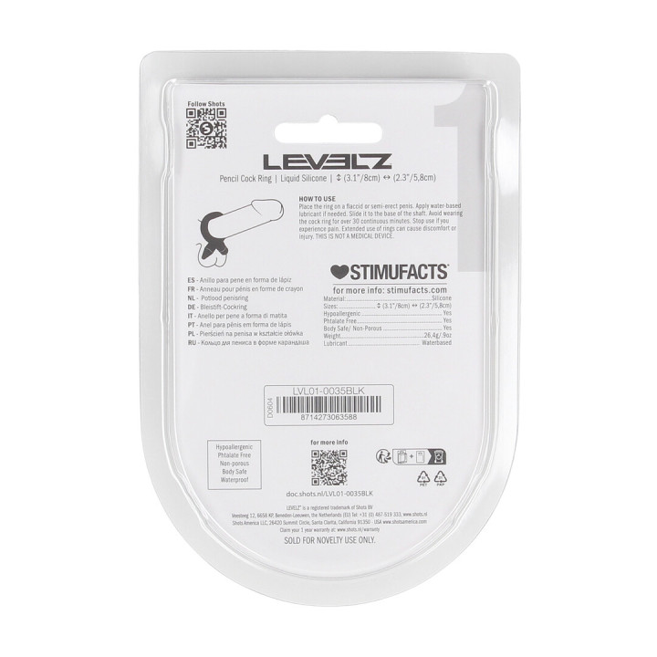 Pencil Liquid Silicone Cockring - Black