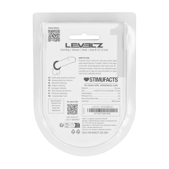 Liquid Silicone Cockring - S - Black