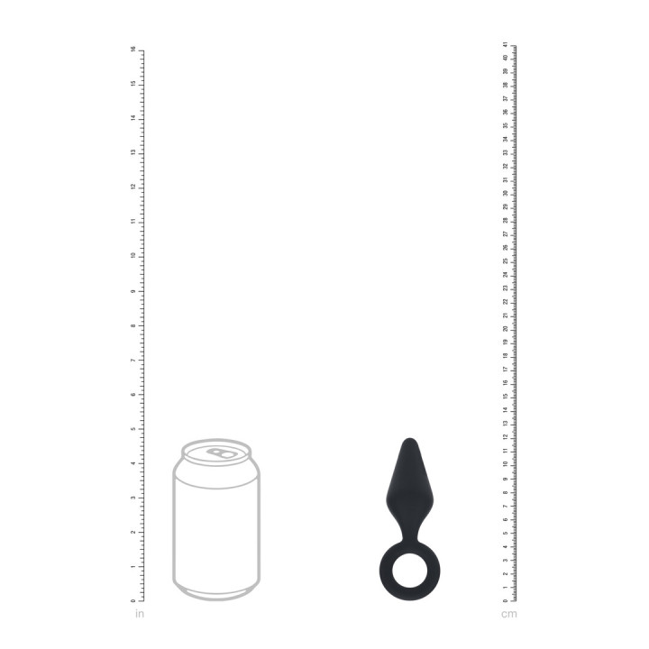 Silicone Anal Plug with Loop - S - Black