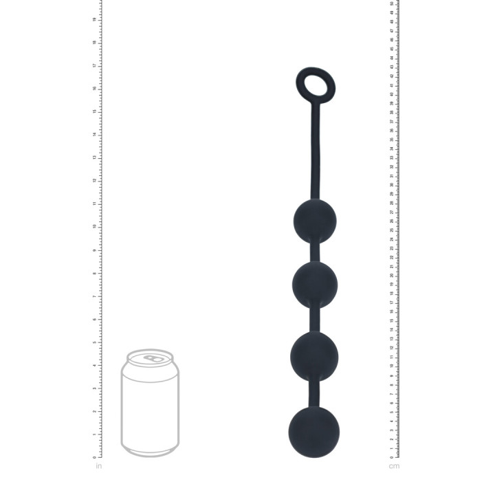 Round Silicone Anal Balls - L - 40mm - Black