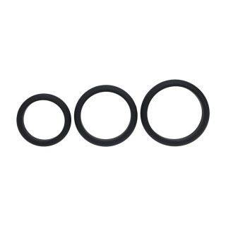 Wide O Silicone Cockring Set of 3 - L/XL/XXL - Black