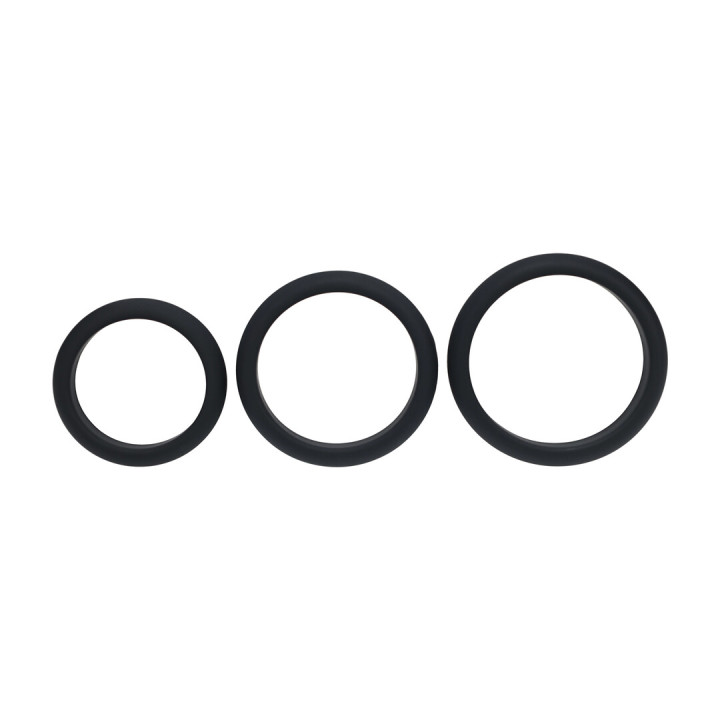 Wide O Silicone Cockring Set of 3 - L/XL/XXL - Black