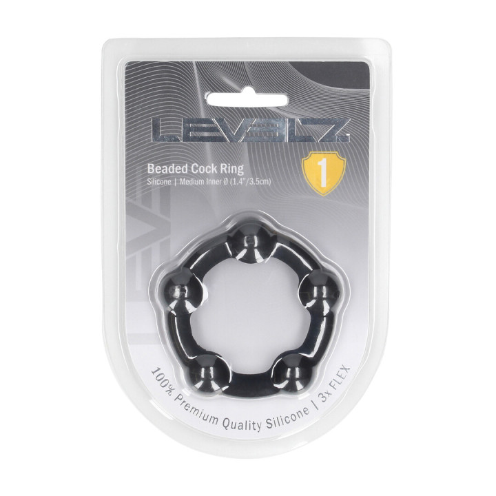 Beaded Silicone Cockring - M - 35mm - Black