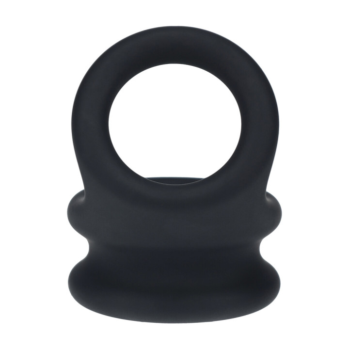 Wide Double O Silicone Cockring - L - Black