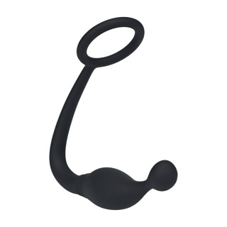 Silicone Cockring with Prostate Stimulator - S - Black