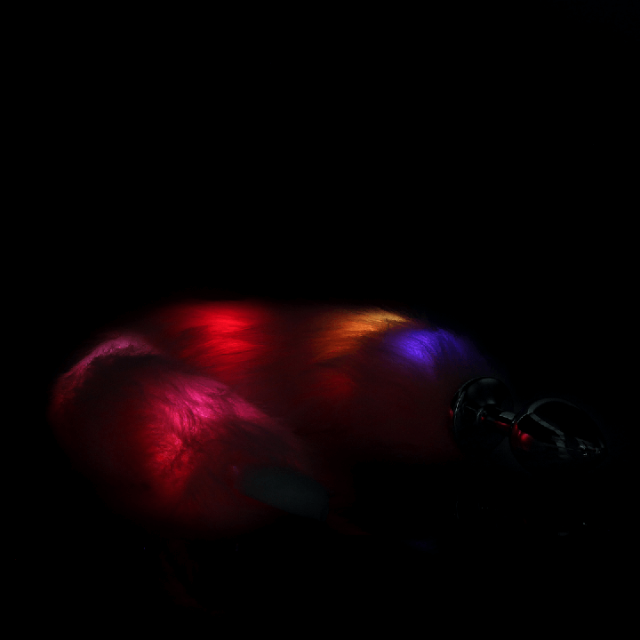 Light-up Fox Tail with Metal Butt Plug - Pink